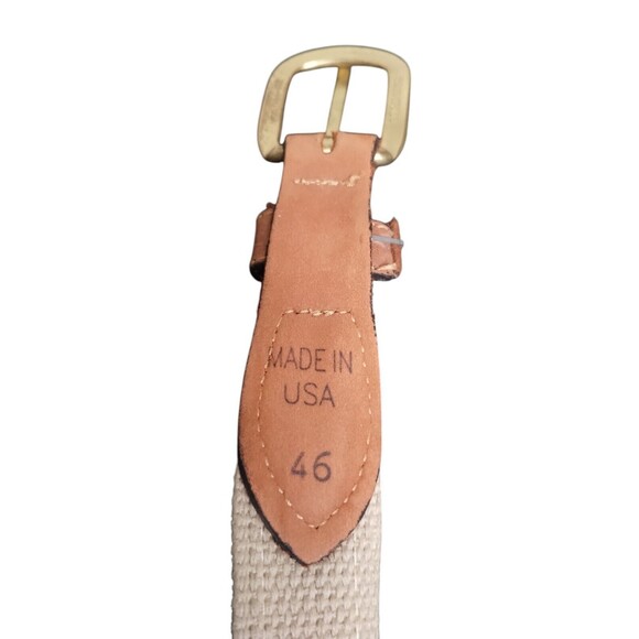 Zep Pro fish pattern belt Marlin Leather Canvas USA Size 46 Brass Buckle mens - Picture 7 of 8